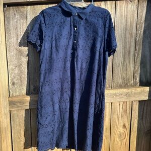 Crown & Ivy cotton blue eyelet dress